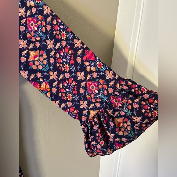 Boemo Anthropologie Floral Tiered Maxi Dress LP Long Sleeve V-Neck - Picture 14 of 16